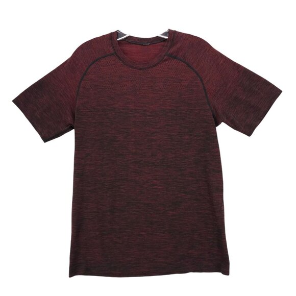 LULULEMON Metal Vent Tech Short Sleeve Shirt Red Burgundy Black Heather SMALL - Picture 1 of 4